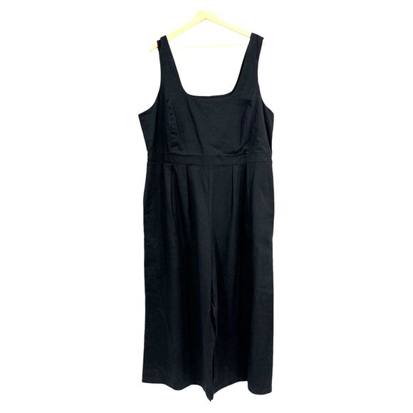 Wide-Leg jumpsuit sz18 linen romper Banana Republic Factory Plus Size Black - Picture 2 of 12